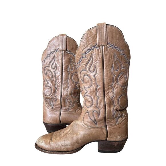TONY LAMA LEATHER MENS COWBOY WESTERN BOOTS SIZE 10D - Picture 4 of 9
